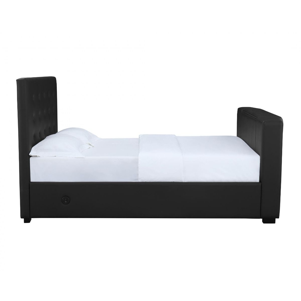 Osceola Leather Effect Luxury TV Bed Black - Double Bed