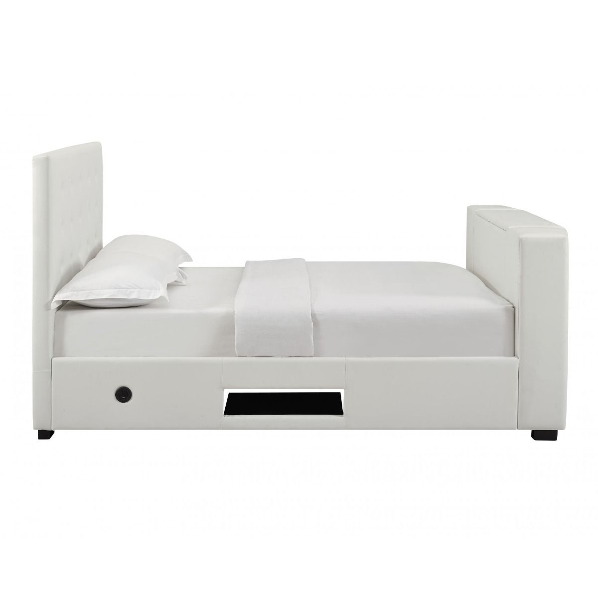 Osceola Leather Effect Luxury TV Bed White - Double Bed