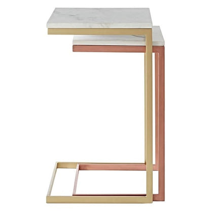 Maren White Marble Nesting Tables Set with Iron Frame - Stylish Accent Furniture