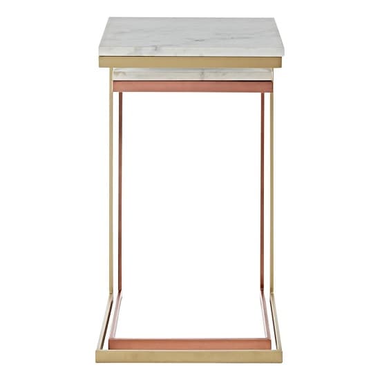 Maren White Marble Nesting Tables Set with Iron Frame - Stylish Accent Furniture