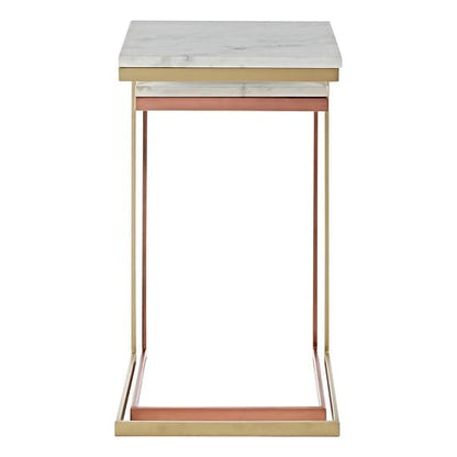 Maren White Marble Nesting Tables Set with Iron Frame - Stylish Accent Furniture