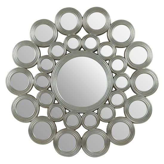 FURCO Marisa Multi-Circular Silver Wall Mirror for Bedroom and Living Room