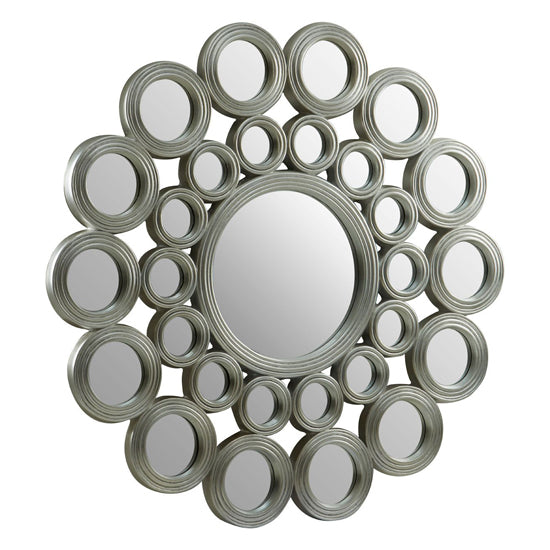 FURCO Marisa Multi-Circular Silver Wall Mirror for Bedroom and Living Room