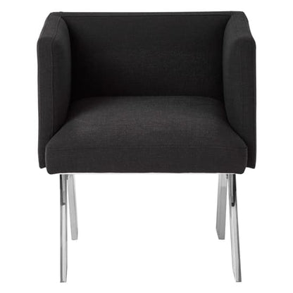 Markeb Black Fabric Dining Chair With Silver Steel Frame