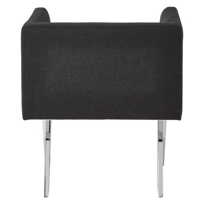 Markeb Black Fabric Dining Chair With Silver Steel Frame