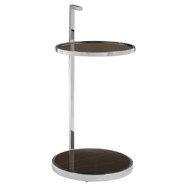 Luxury Black Glass and Marble End Table with Silver Stainless Steel Frame