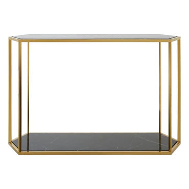 Markeb Black Marble Console Table With Gold Steel Frame