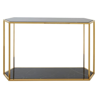 Markeb Black Marble Console Table With Gold Steel Frame