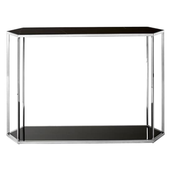 Markeb Black Marble Console Table With Silver Steel Frame