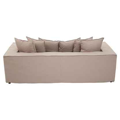 FURCO Marseilles Grey 3-Seater Linen Sofa with Cushions for Modern Living Rooms