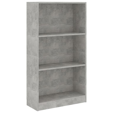 FURCO Modern 3-Tier Wooden Bookshelf with Concrete Finish for Home and Office Storage