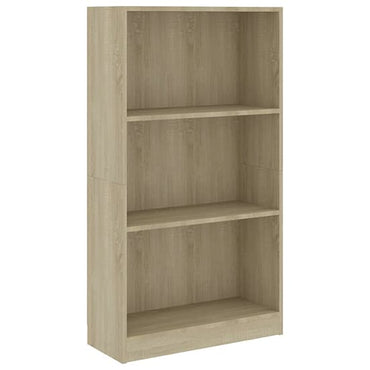 FURCO 3-Tier Sonoma Oak Wooden Bookshelf for Home and Office Storage