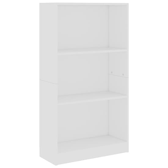 FURCO 3-Tier White Wooden Bookshelf for Home and Office Storage