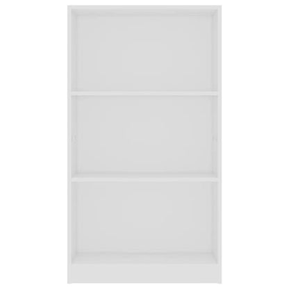 FURCO 3-Tier White Wooden Bookshelf for Home and Office Storage