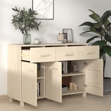 Matia Pinewood Sideboard With 3 Doors 3 Drawers In Honey Brown