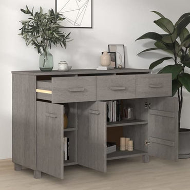 Matia Pinewood Sideboard With 3 Doors 3 Drawers In Light Grey