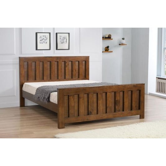 Petaluma Rustic Oak Solid Rubberwood Double Bed Frame - Classic Charm for Timeless Elegance