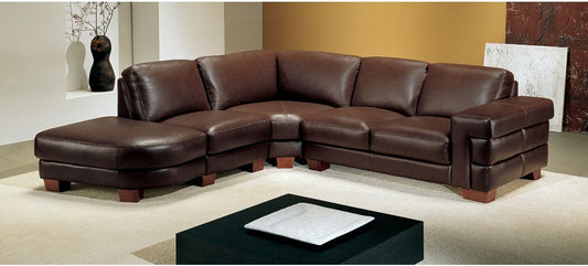 Megane Brown LHF Semi-Aniline Leather 5 Seat Corner Sofa With Wooden Legs Newtrend Available In A Range Of Leathers And Colours 10 Yr Frame 10 Yr Pocket Sprung 5 Yr Foam Warranty