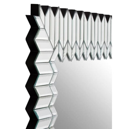 Geometric Silver Framed Wall Mirror for Bedroom and Home Decor