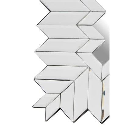 Geometric Silver Framed Wall Mirror for Bedroom and Home Decor