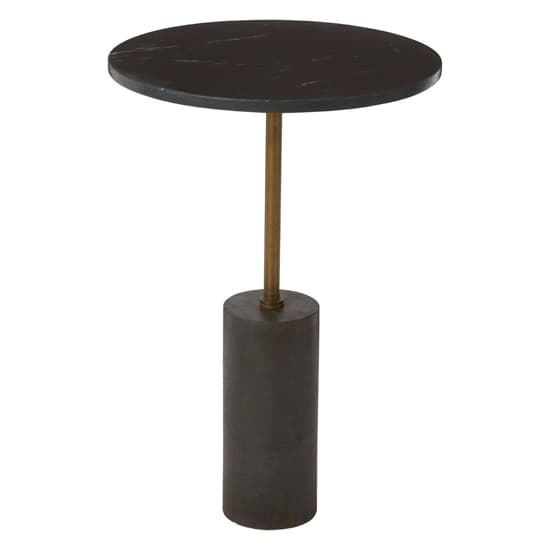 Black Marble Round Side Table with Antique Brass Base for Modern Living Rooms