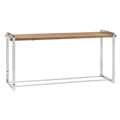 Exotic Elm Wood Coffee Table with Chrome Legs - Contemporary Design for Living Room