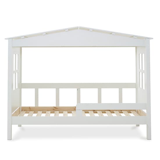 Wooden Treehouse Bed for Kids - White Pine Frame with Safety Rails and Mattress Support