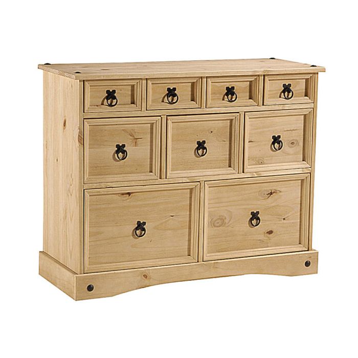 Waltham Solid Waxed Light Pine 9 Drawer Merchant Chest - Natural - Nestium