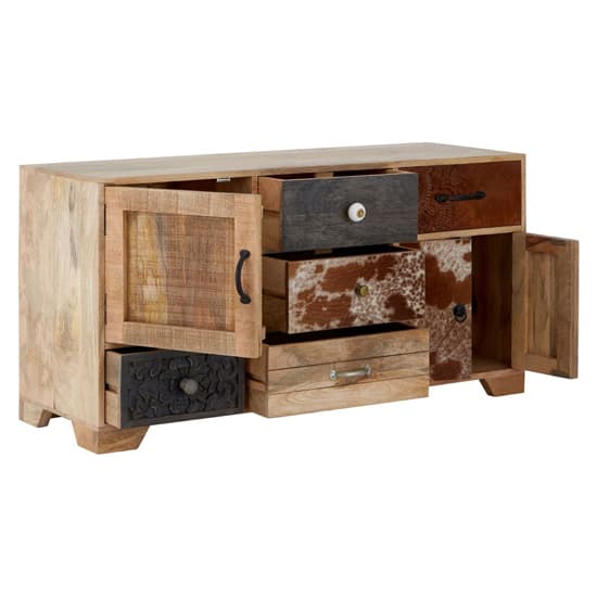 Merova Wooden Sideboard With 3 Doors 5 Drawers In Multicolour