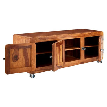 Merova Wooden TV Unit With 3 Doors In Brown