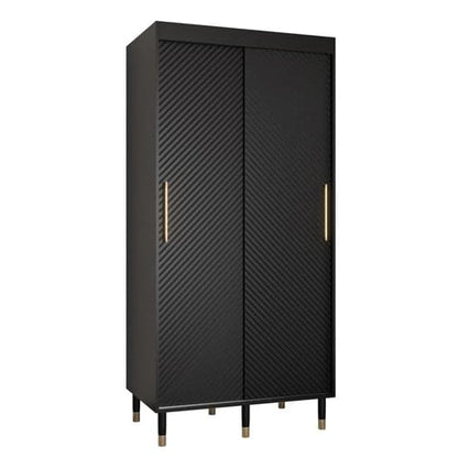 Metz I Wooden Wardrobe With Sliding 2 Doors 100cm In Black