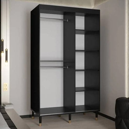 Metz I Wooden Wardrobe With Sliding 2 Doors 120cm In Black