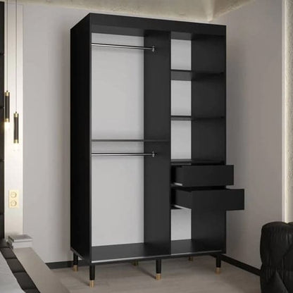 Metz I Wooden Wardrobe With Sliding 2 Doors 120cm In Black