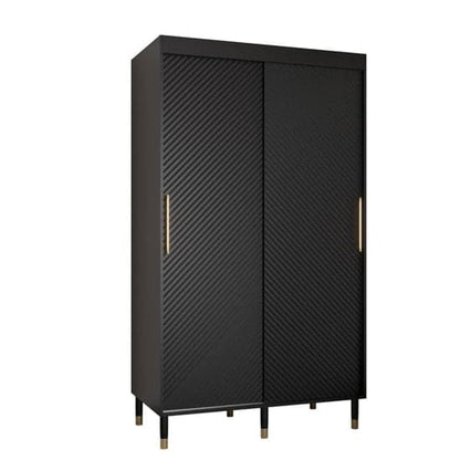 Metz I Wooden Wardrobe With Sliding 2 Doors 120cm In Black