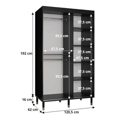 Metz I Wooden Wardrobe With Sliding 2 Doors 120cm In Black