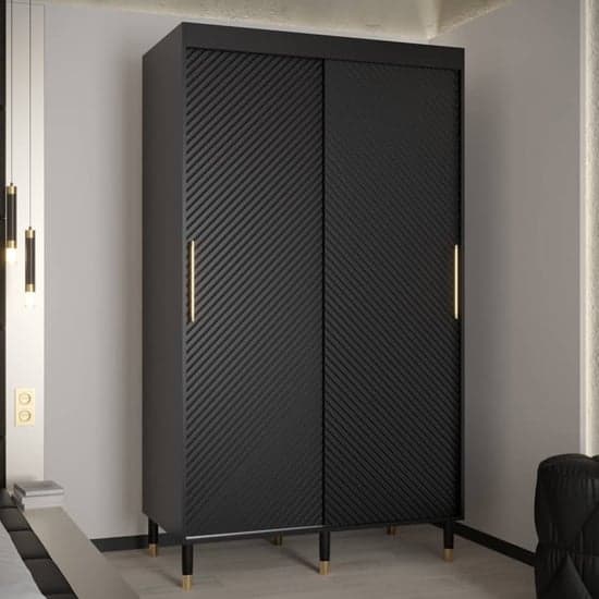 Metz I Wooden Wardrobe With Sliding 2 Doors 120cm In Black