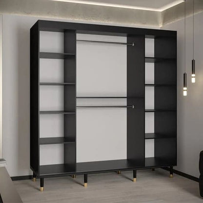 Metz I Wooden Wardrobe With 2 Sliding Doors 200cm In Black