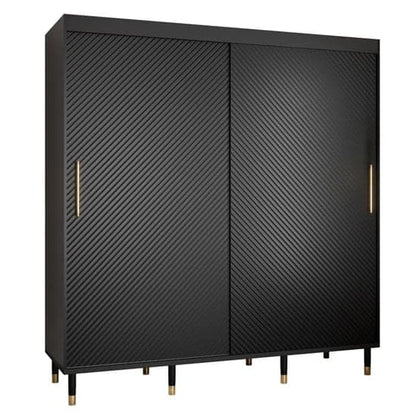 Metz I Wooden Wardrobe With 2 Sliding Doors 200cm In Black