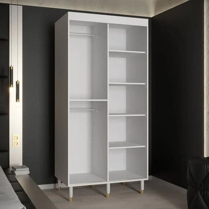 100cm White Sliding Door Mirrored Wardrobe with Ample Storage and Optional Drawers