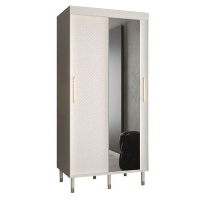 100cm White Sliding Door Mirrored Wardrobe with Ample Storage and Optional Drawers