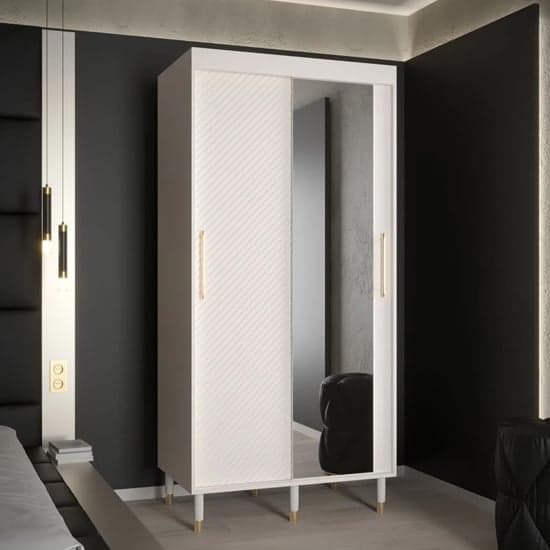 100cm White Sliding Door Mirrored Wardrobe with Ample Storage and Optional Drawers