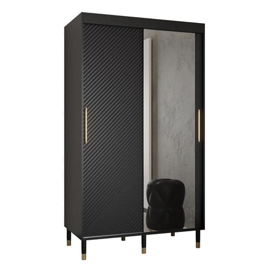 120cm Black Sliding Door Wardrobe with Full-Length Mirrors and Ample Storage