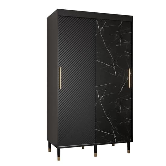 Metz Wooden Wardrobe With Sliding 2 Doors 120cm In Black