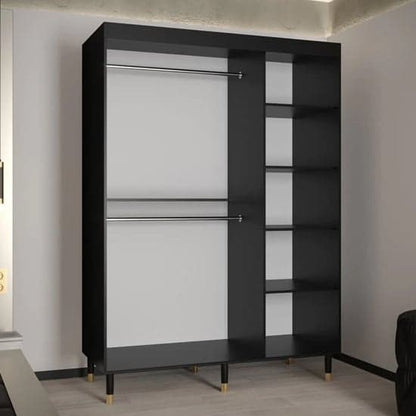 Metz Wooden Wardrobe With Sliding 2 Doors 150cm In Black