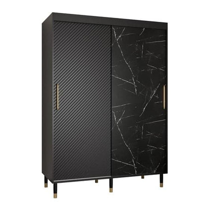 Metz Wooden Wardrobe With Sliding 2 Doors 150cm In Black