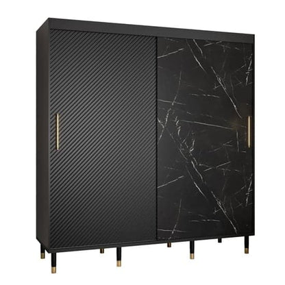 Metz Wooden Wardrobe With Sliding 2 Doors 200cm In Black