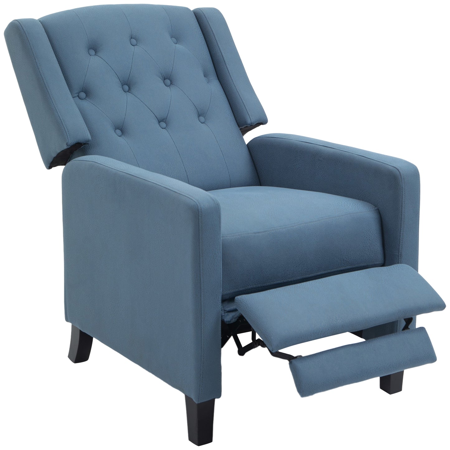 HOMCOM ingback Recliner Chair for Home Theater, Button Tufted Microfibre Cloth Reclining Armchair with Leg Rest, Deep Blue