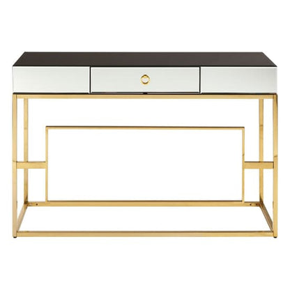 Miasma Black Mirrored Console Table With Gold Steel Base