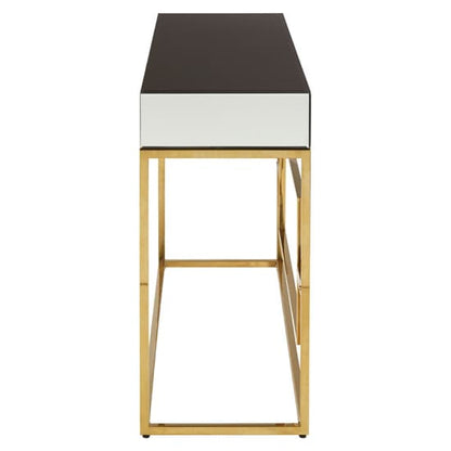 Miasma Black Mirrored Console Table With Gold Steel Base