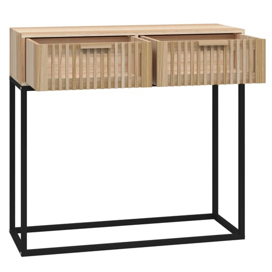 Mila Brown Console Table with 2 Drawers - Slim Design for Entryway and Living Room